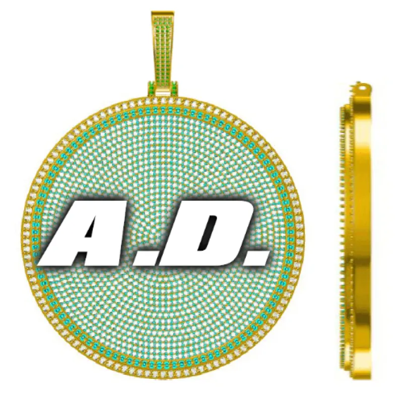 CUSTOM LETTER NECKLACE 3D BIG DISC sold by The GUU Shop