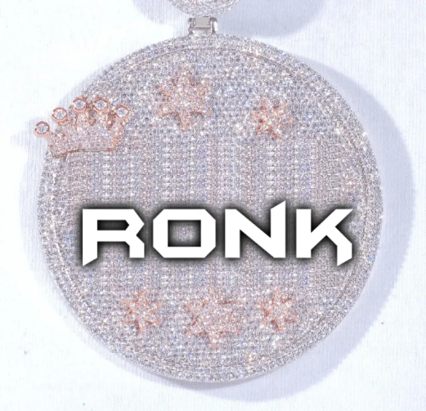 CUSTOM LETTER NECKLACE 3D BIG CROWN DISC sold by The GUU Shop