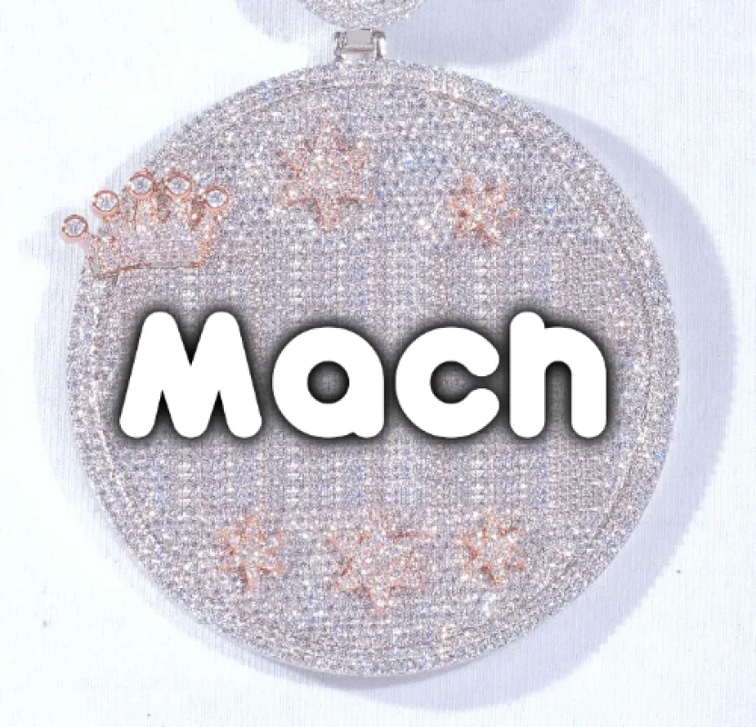 CUSTOM LETTER NECKLACE 3D BIG CROWN DISC sold by The GUU Shop