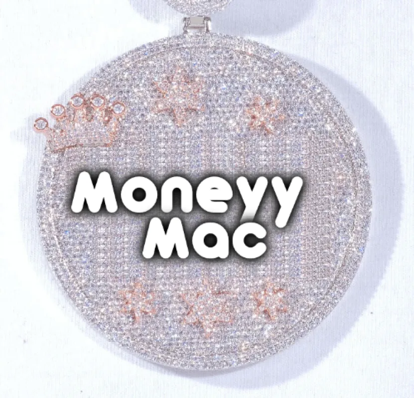 CUSTOM LETTER NECKLACE 3D BIG CROWN DISC sold by The GUU Shop