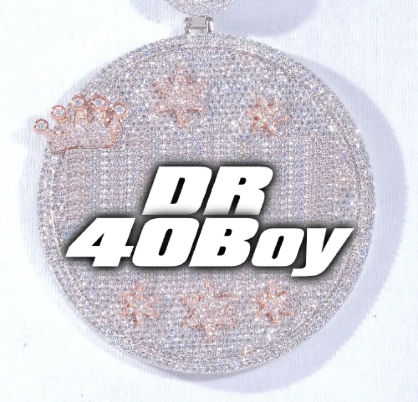 CUSTOM LETTER NECKLACE 3D BIG CROWN DISC sold by The GUU Shop