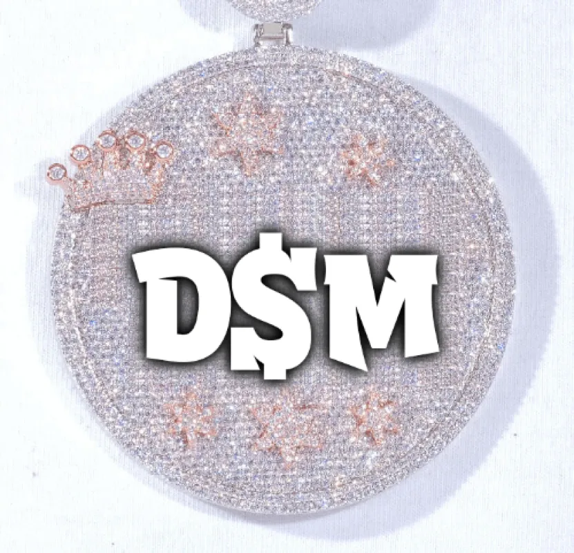 CUSTOM LETTER NECKLACE 3D BIG CROWN DISC made by The GUU Shop