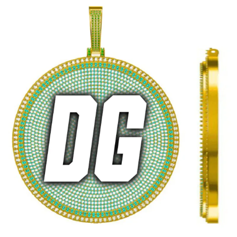 CUSTOM LETTER NECKLACE 3D BIG DISC sold by The GUU Shop