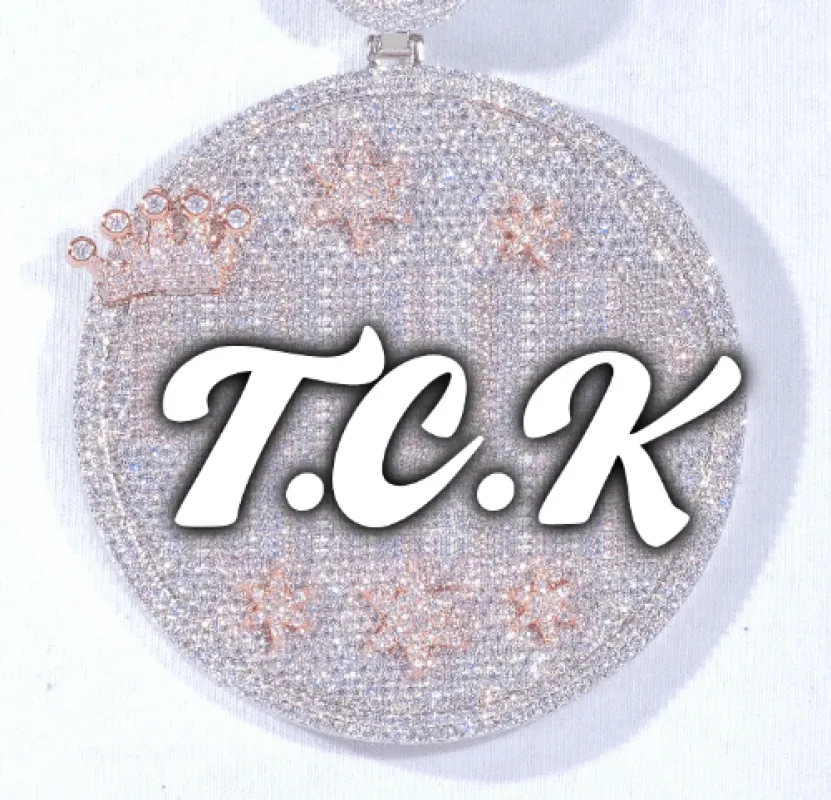 CUSTOM LETTER NECKLACE 3D BIG CROWN DISC sold by The GUU Shop