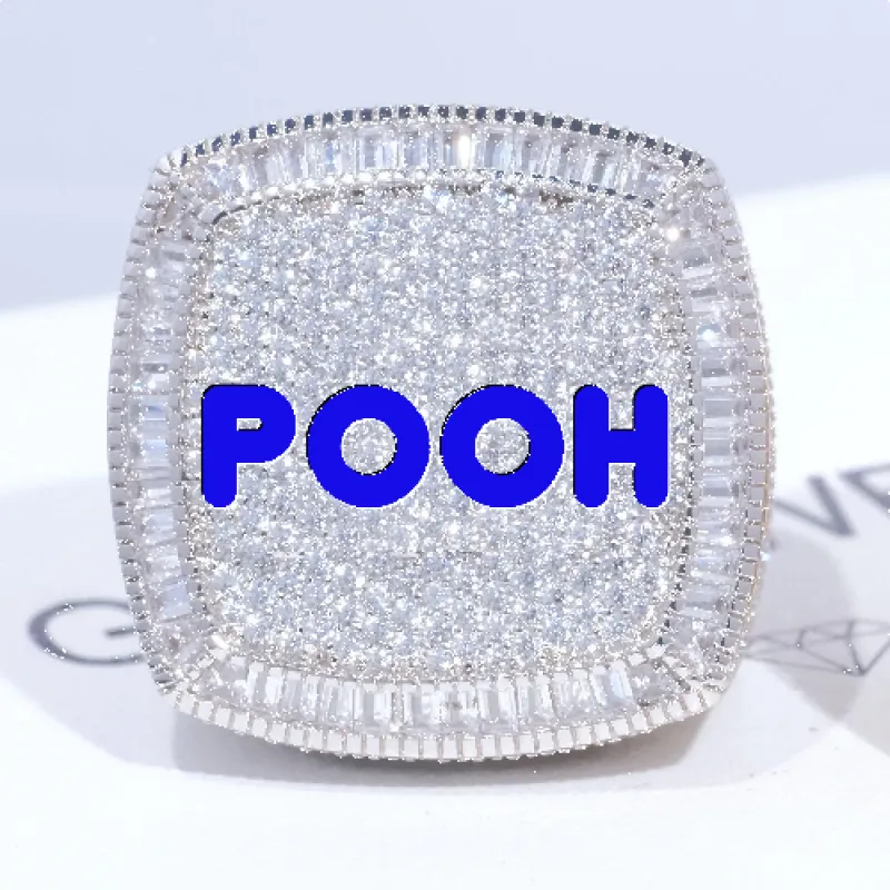 CUSTOM LETTER 3D ICED RING sold by The GUU Shop