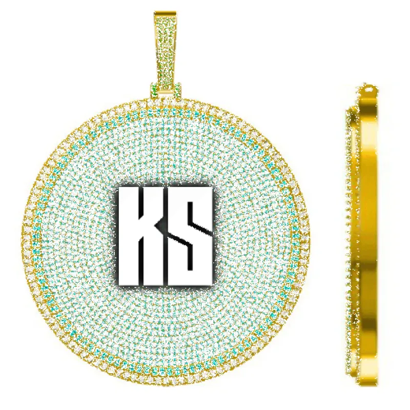 CUSTOM LETTER NECKLACE 3D BIG DISC sold by The GUU Shop