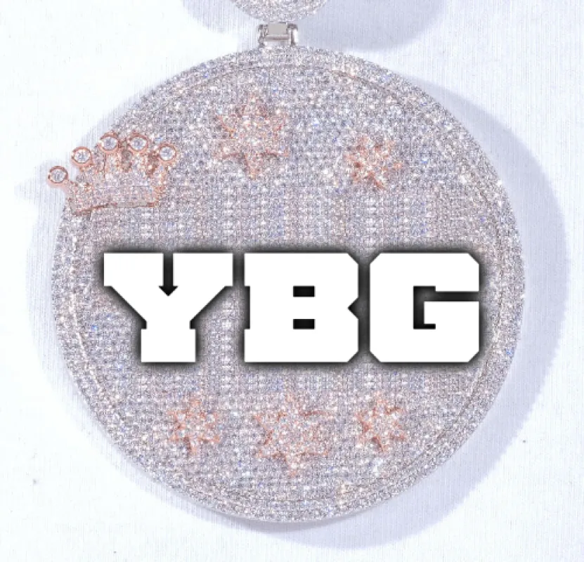 CUSTOM LETTER NECKLACE 3D BIG CROWN DISC sold by The GUU Shop