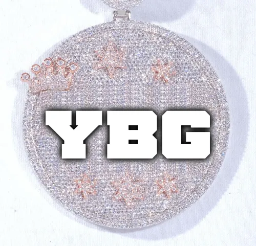 CUSTOM LETTER NECKLACE 3D BIG CROWN DISC sold by The GUU Shop