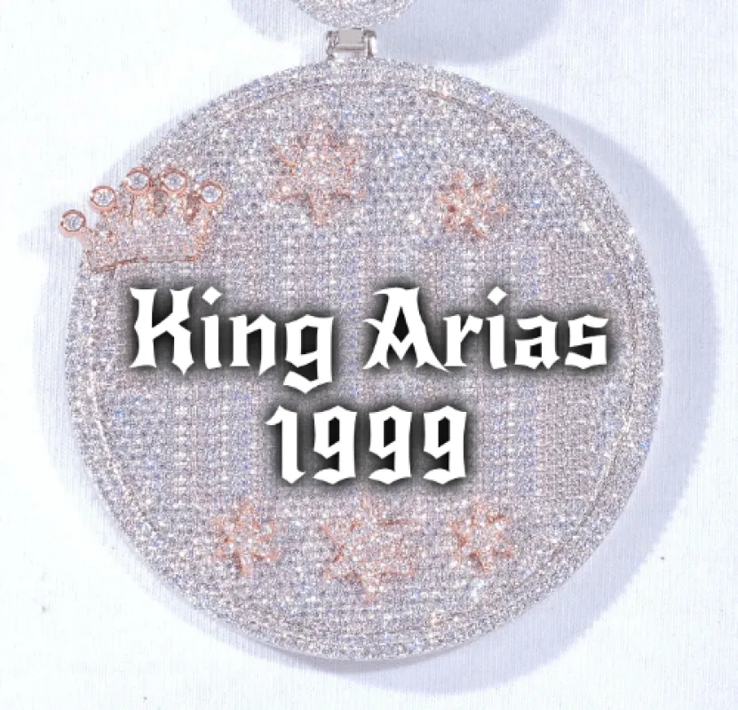 CUSTOM LETTER NECKLACE 3D BIG CROWN DISC sold by The GUU Shop