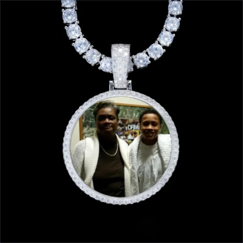 925S & VVS Moissanite 3D Circle Custom Picture Pendant sold by The GUU Shop