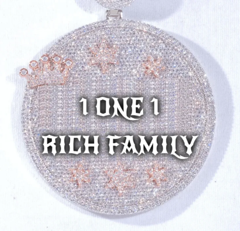 CUSTOM LETTER NECKLACE 3D BIG CROWN DISC sold by The GUU Shop