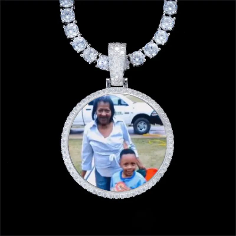 925S & VVS Moissanite 3D Circle Custom Picture Pendant sold by The GUU Shop