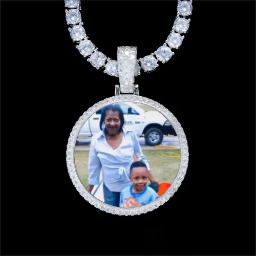 925S & VVS Moissanite 3D Circle Custom Picture Pendant sold by The GUU Shop