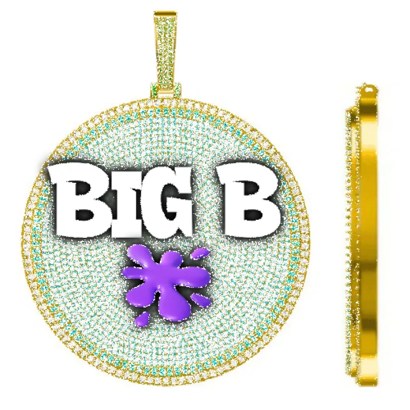 CUSTOM LETTER NECKLACE 3D BIG DISC sold by The GUU Shop