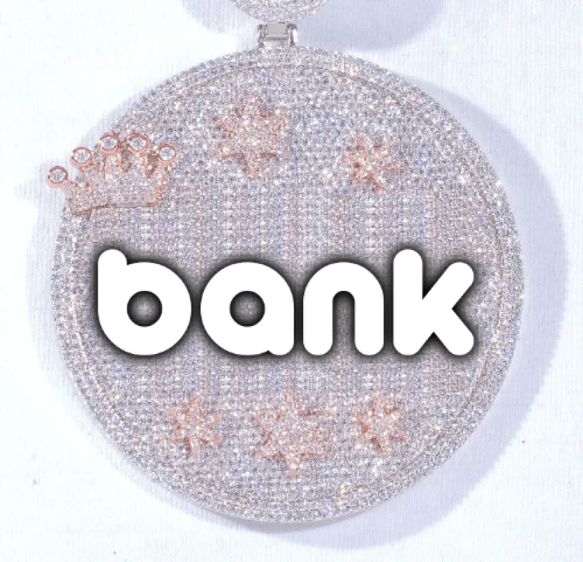 CUSTOM LETTER NECKLACE 3D BIG CROWN DISC made by The GUU Shop