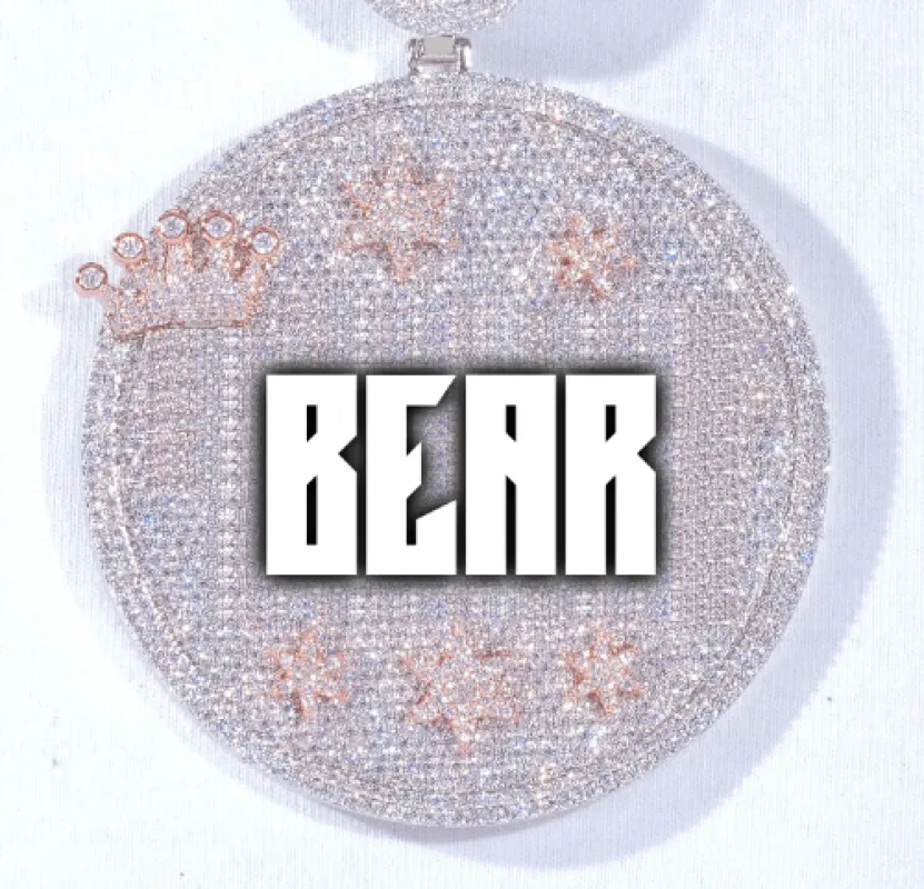 CUSTOM LETTER NECKLACE 3D BIG CROWN DISC sold by The GUU Shop