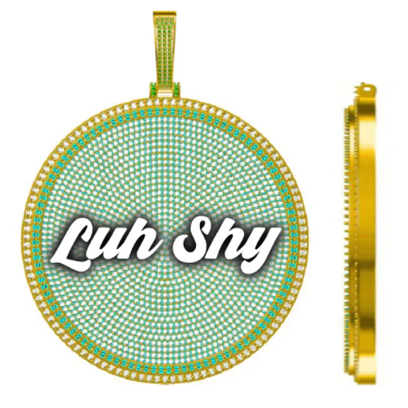 CUSTOM LETTER NECKLACE 3D BIG DISC sold by The GUU Shop