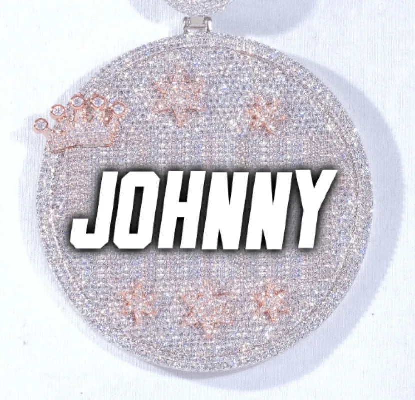 CUSTOM LETTER NECKLACE 3D BIG CROWN DISC sold by The GUU Shop