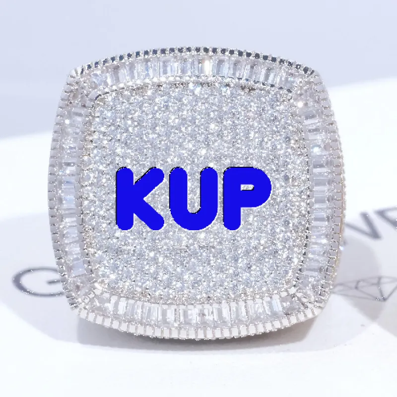 CUSTOM LETTER 3D ICED RING sold by The GUU Shop