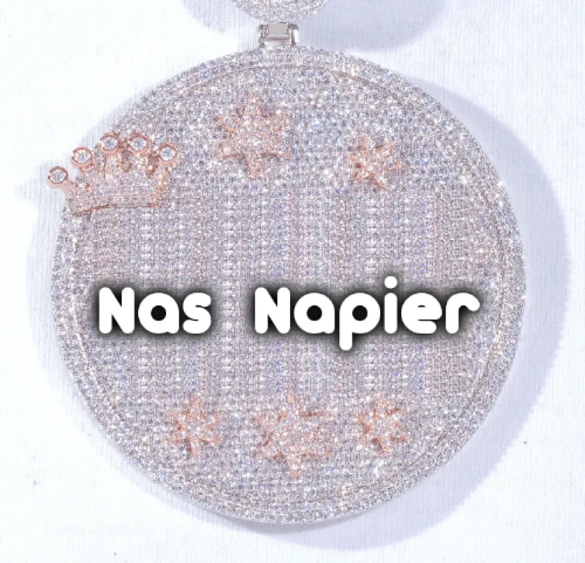 CUSTOM LETTER NECKLACE 3D BIG CROWN DISC sold by The GUU Shop