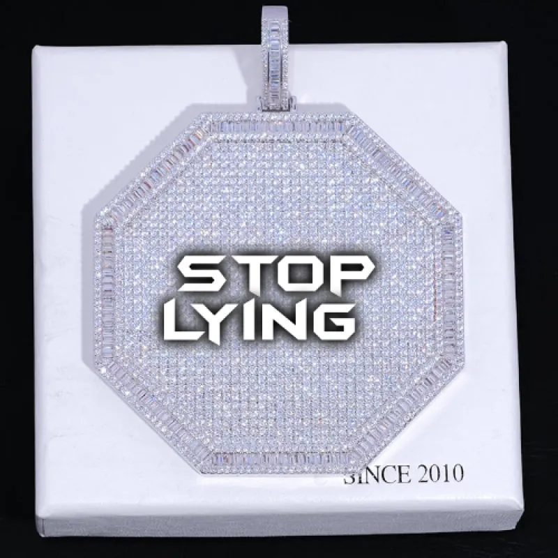 CUSTOM LETTER NECKLACE 3D BIG OCTAGON sold by The GUU Shop