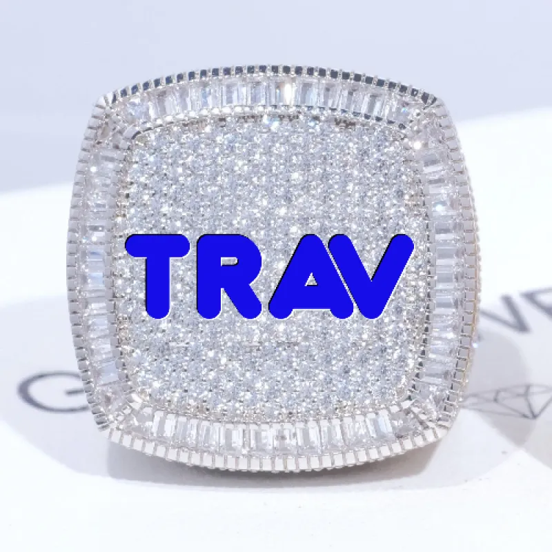 CUSTOM LETTER 3D ICED RING sold by The GUU Shop