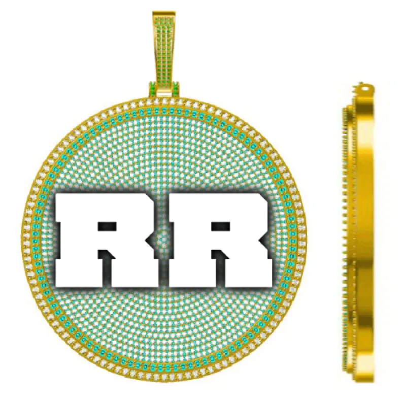 CUSTOM LETTER NECKLACE 3D BIG DISC sold by The GUU Shop