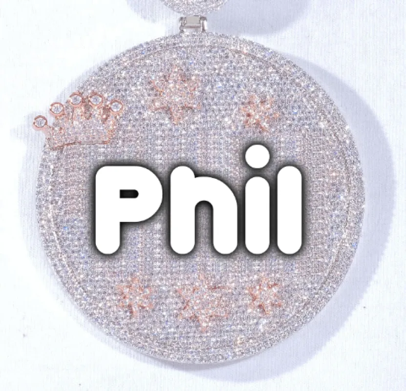 CUSTOM LETTER NECKLACE 3D BIG CROWN DISC sold by The GUU Shop