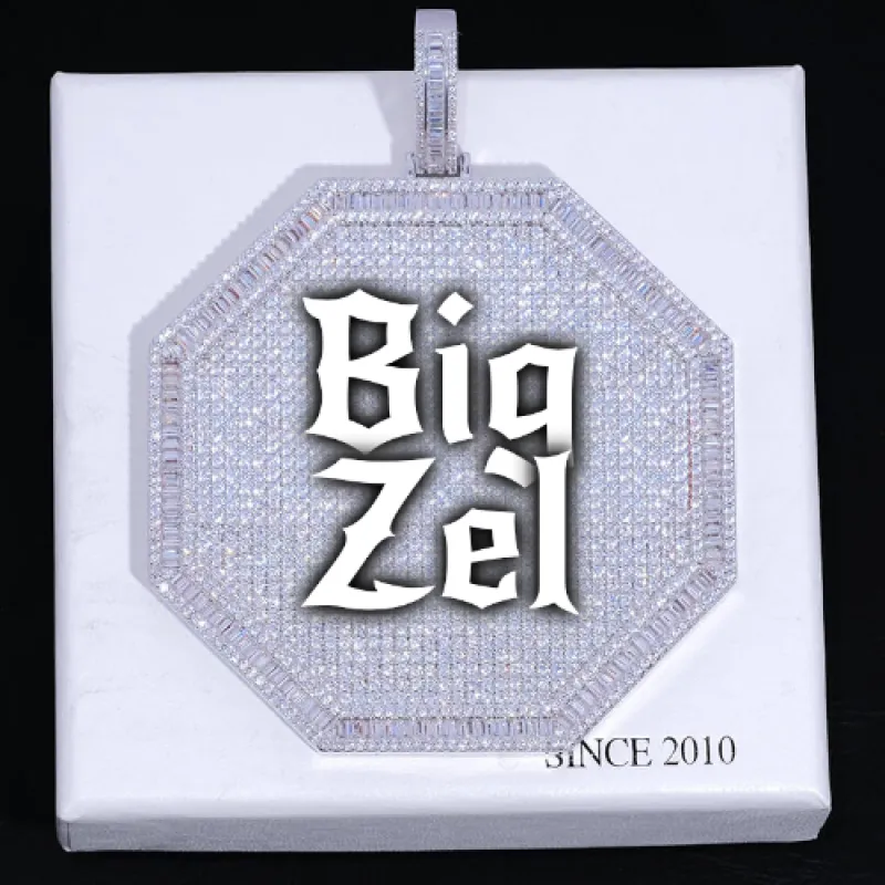 CUSTOM LETTER NECKLACE 3D BIG OCTAGON sold by The GUU Shop