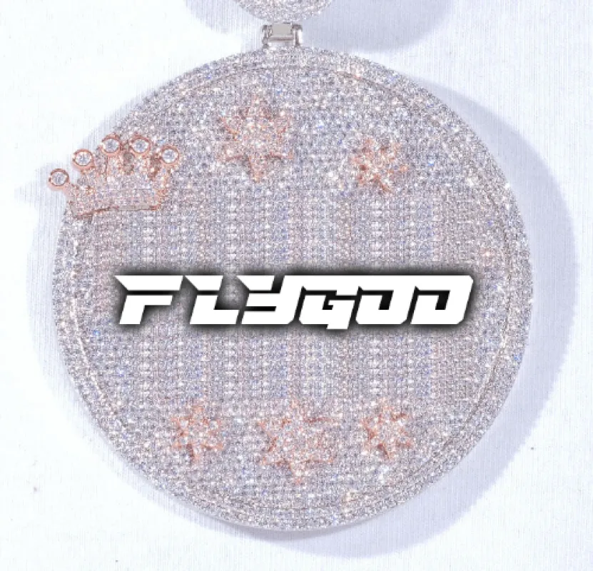 CUSTOM LETTER NECKLACE 3D BIG CROWN DISC sold by The GUU Shop