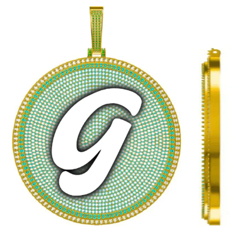 CUSTOM LETTER NECKLACE 3D BIG DISC sold by The GUU Shop