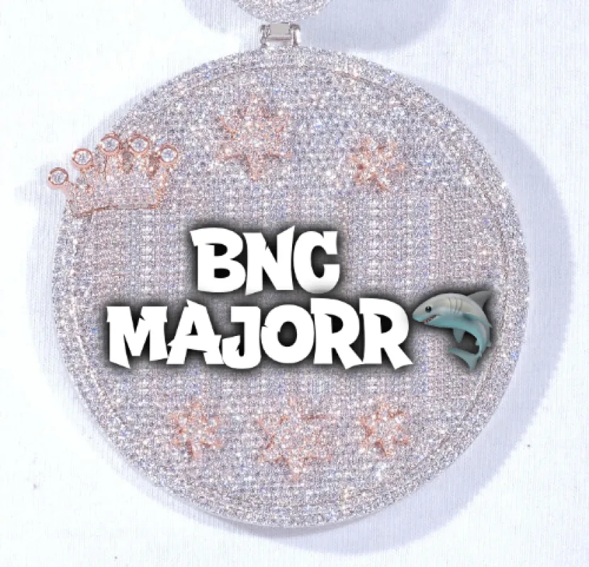 CUSTOM LETTER NECKLACE 3D BIG CROWN DISC sold by The GUU Shop