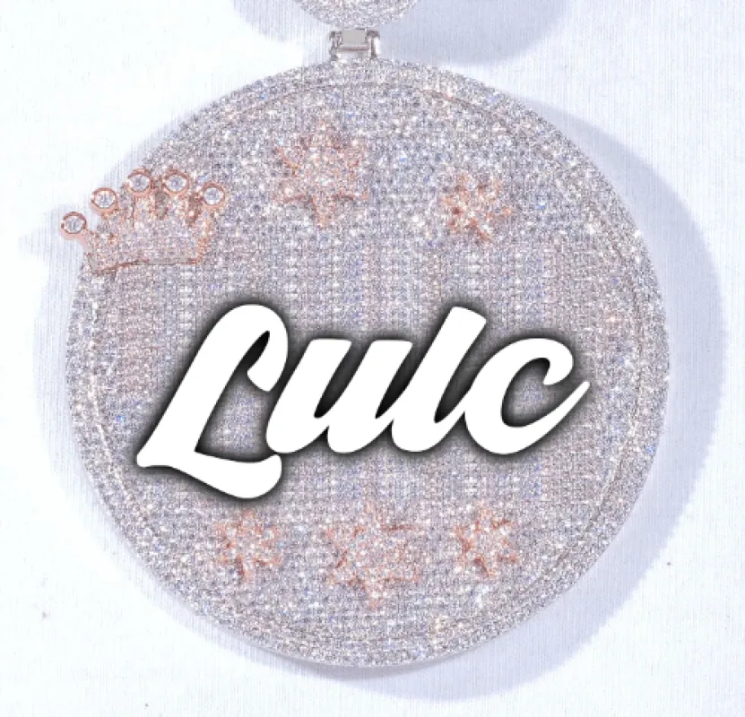 CUSTOM LETTER NECKLACE 3D BIG CROWN DISC sold by The GUU Shop