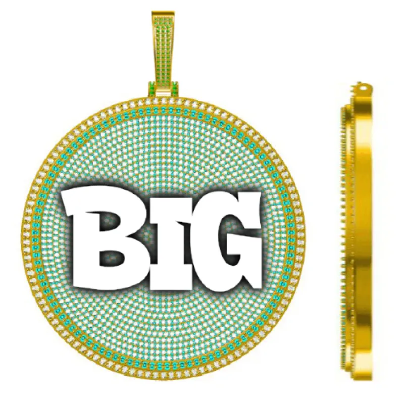 CUSTOM LETTER NECKLACE 3D BIG DISC sold by The GUU Shop