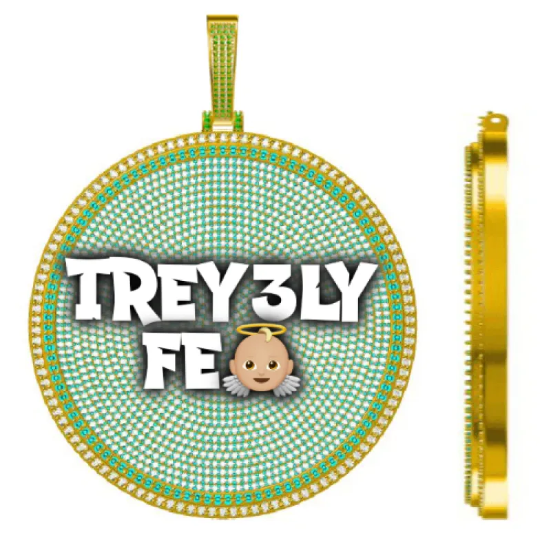 CUSTOM LETTER NECKLACE 3D BIG DISC sold by The GUU Shop