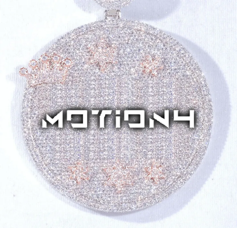 CUSTOM LETTER NECKLACE 3D BIG CROWN DISC sold by The GUU Shop