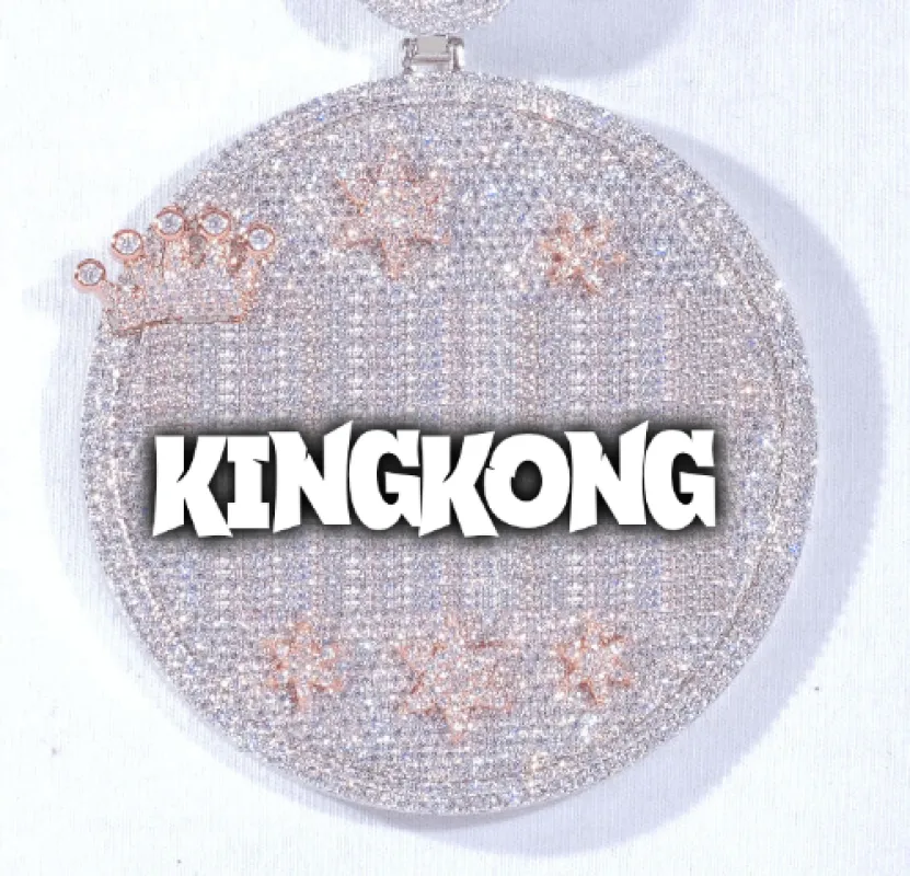 CUSTOM LETTER NECKLACE 3D BIG CROWN DISC sold by The GUU Shop