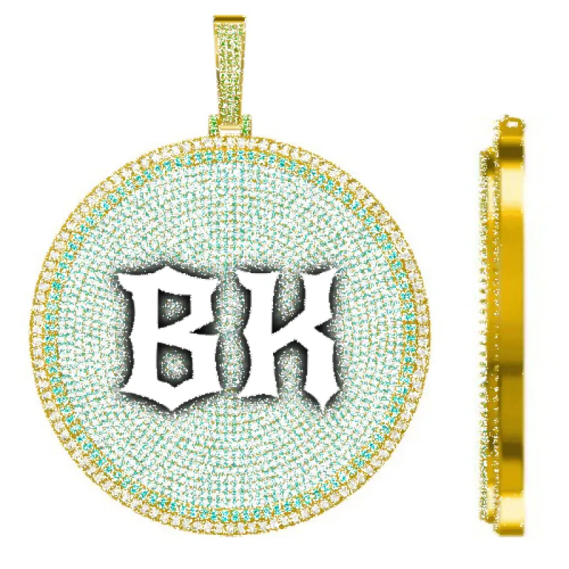 CUSTOM LETTER NECKLACE 3D BIG DISC sold by The GUU Shop