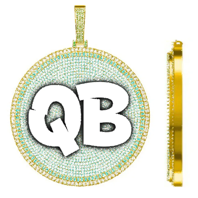 CUSTOM LETTER NECKLACE 3D BIG DISC sold by The GUU Shop