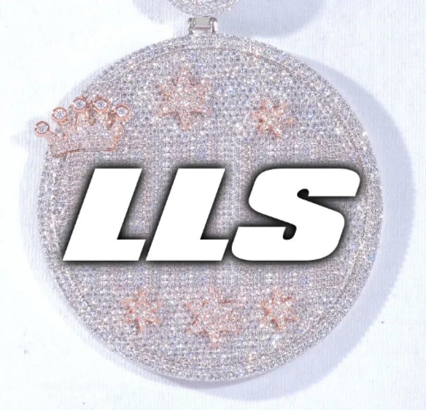 CUSTOM LETTER NECKLACE 3D BIG CROWN DISC sold by The GUU Shop