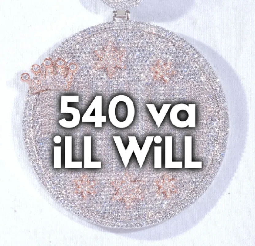 CUSTOM LETTER NECKLACE 3D BIG CROWN DISC sold by The GUU Shop