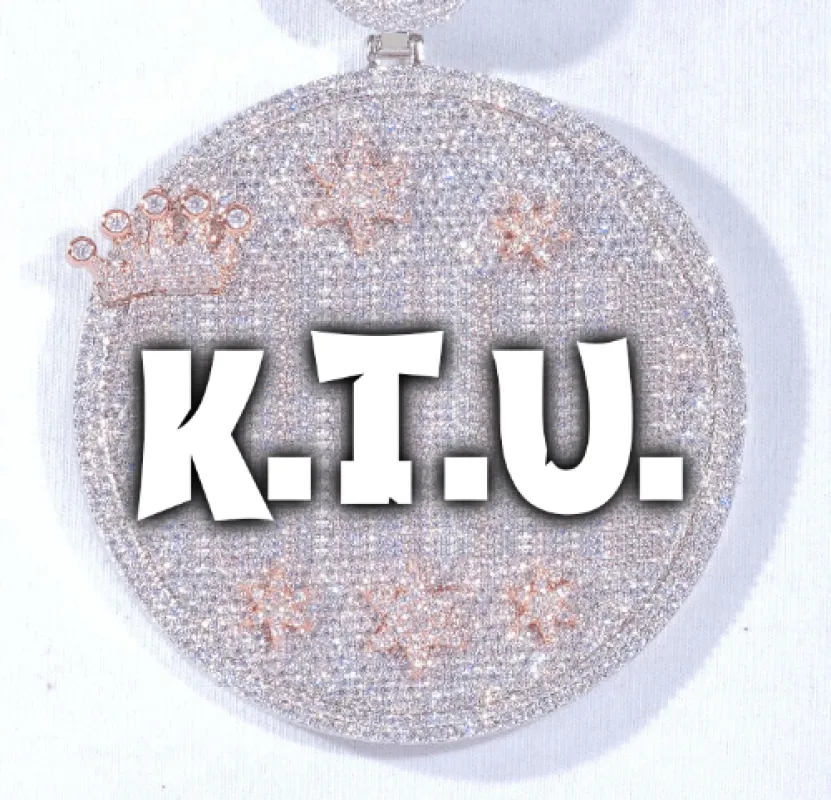 CUSTOM LETTER NECKLACE 3D BIG CROWN DISC sold by The GUU Shop