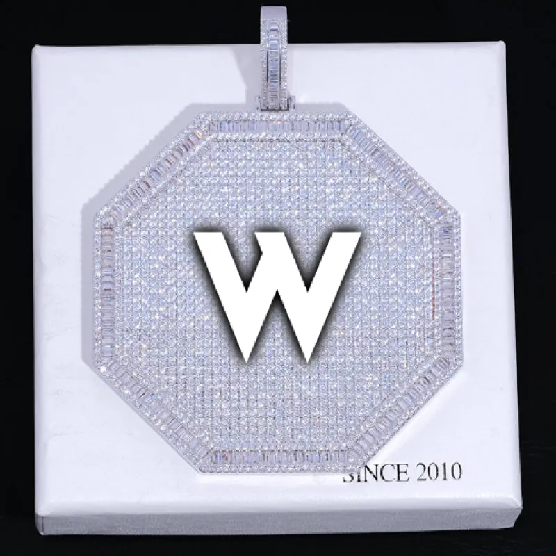 CUSTOM LETTER NECKLACE 3D BIG OCTAGON sold by The GUU Shop