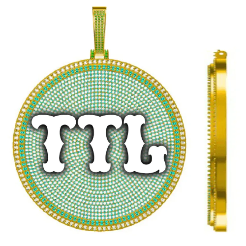 CUSTOM LETTER NECKLACE 3D BIG DISC sold by The GUU Shop