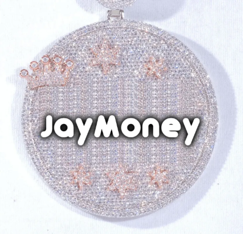 CUSTOM LETTER NECKLACE 3D BIG CROWN DISC sold by The GUU Shop