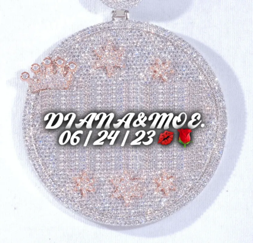 CUSTOM LETTER NECKLACE 3D BIG CROWN DISC sold by The GUU Shop