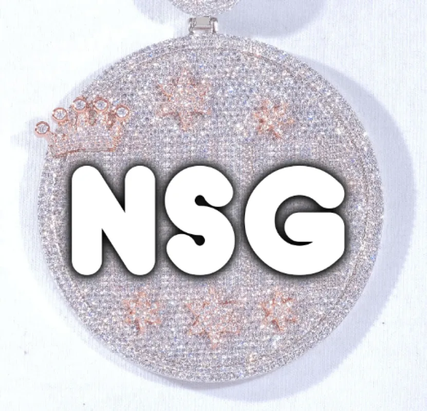 CUSTOM LETTER NECKLACE 3D BIG CROWN DISC sold by The GUU Shop