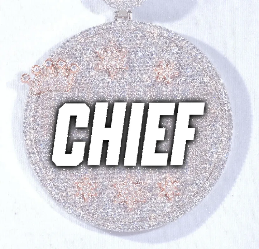 CUSTOM LETTER NECKLACE 3D BIG CROWN DISC made by The GUU Shop