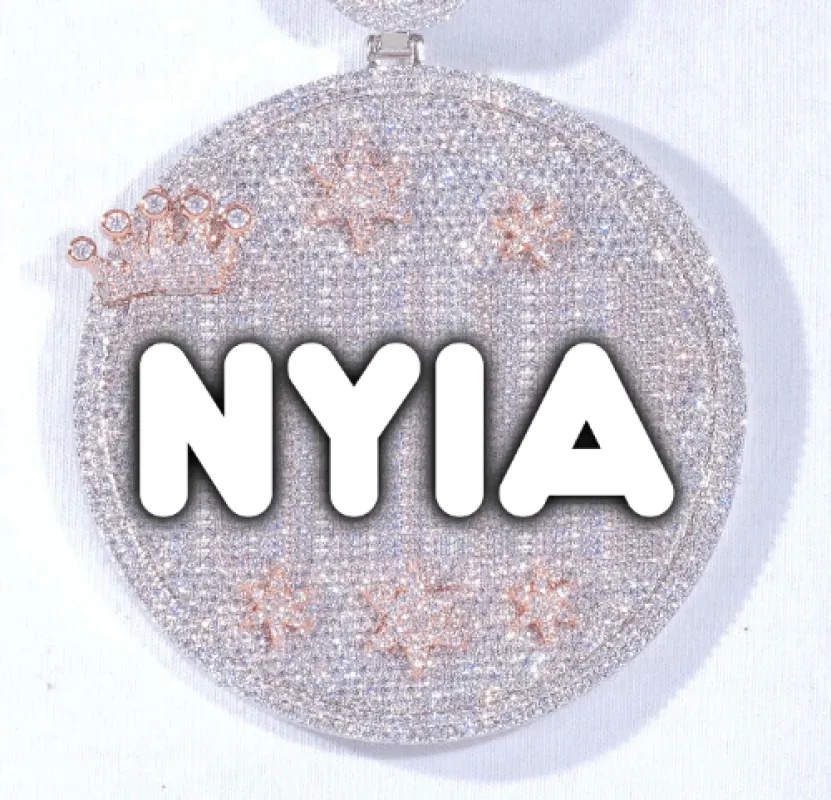 CUSTOM LETTER NECKLACE 3D BIG CROWN DISC sold by The GUU Shop