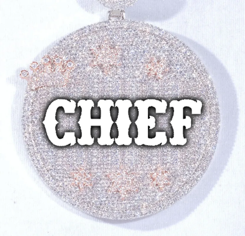 CUSTOM LETTER NECKLACE 3D BIG CROWN DISC sold by The GUU Shop